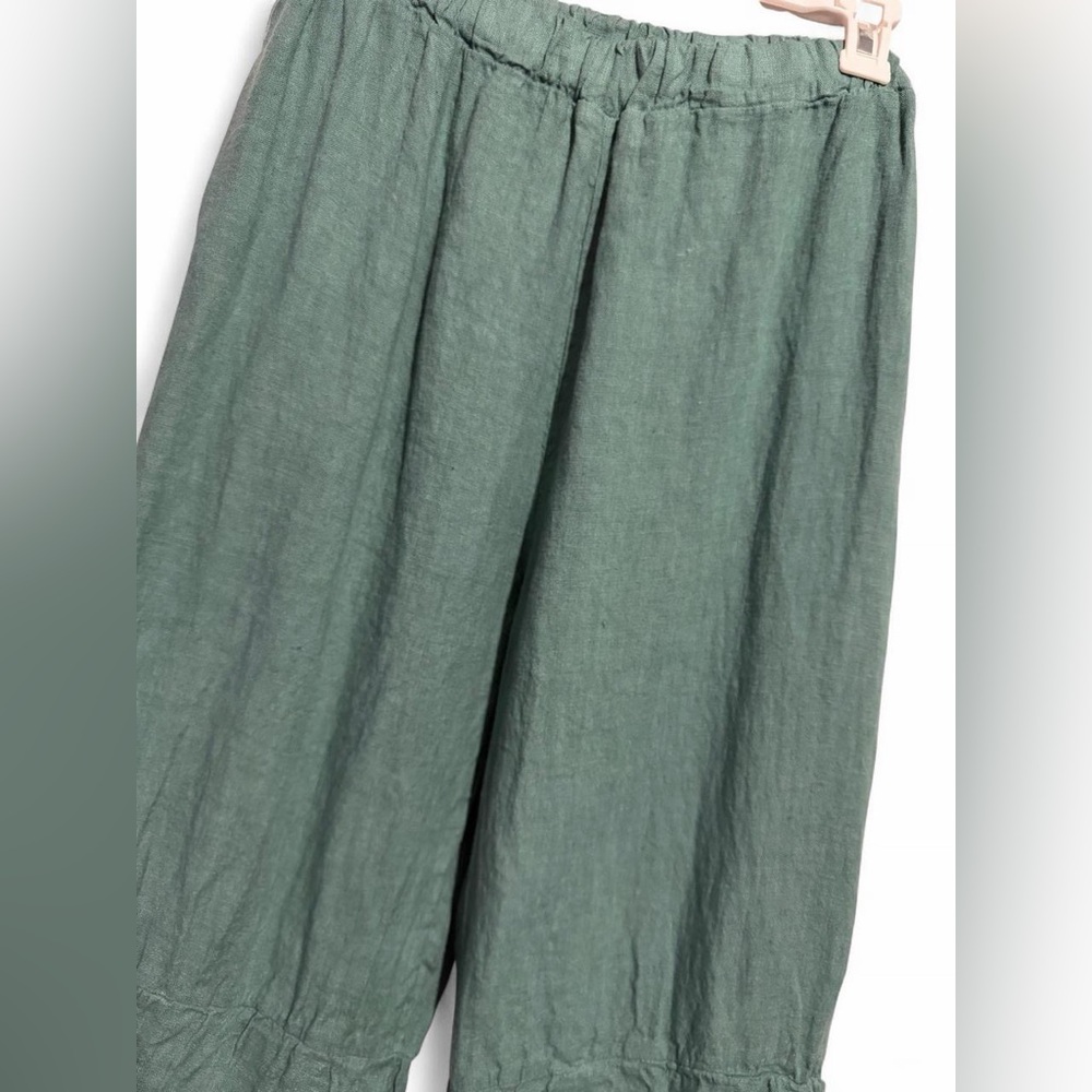 Belle France Lagenlook Linen Pants Teal - Picture 5 of 7